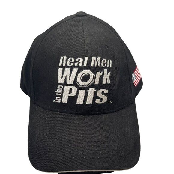 Real Men Work In The Pits Hat Black NASCAR Racing‎ Jeff Hammond - Picture 1 of 6